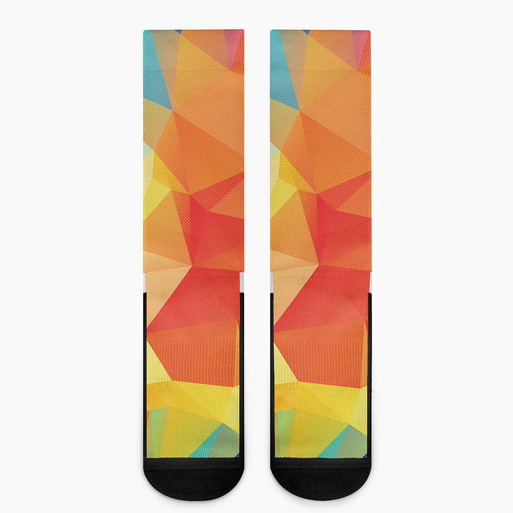 Abstract Polygonal Geometric Print Crew Socks