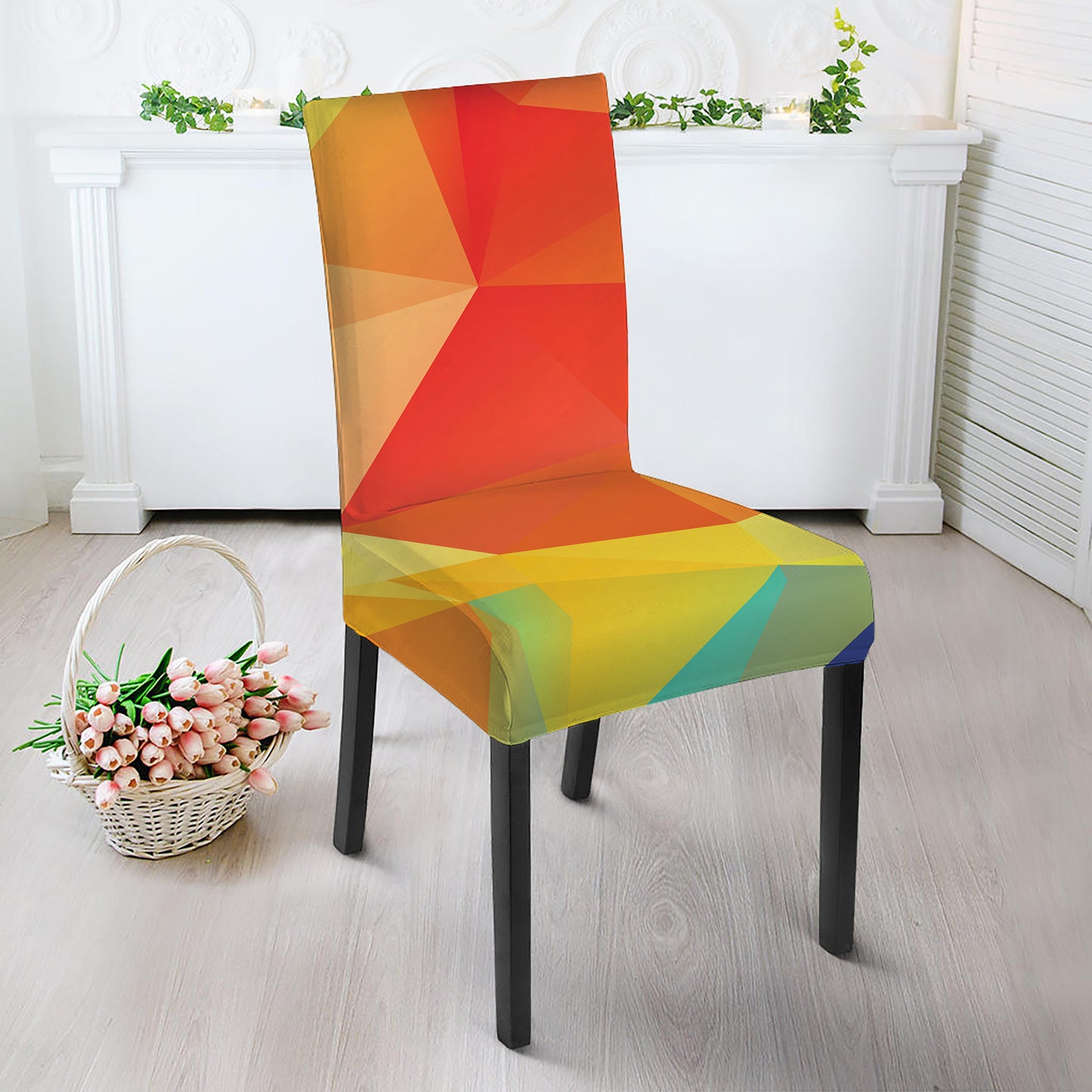 Abstract Polygonal Geometric Print Dining Chair Slipcover