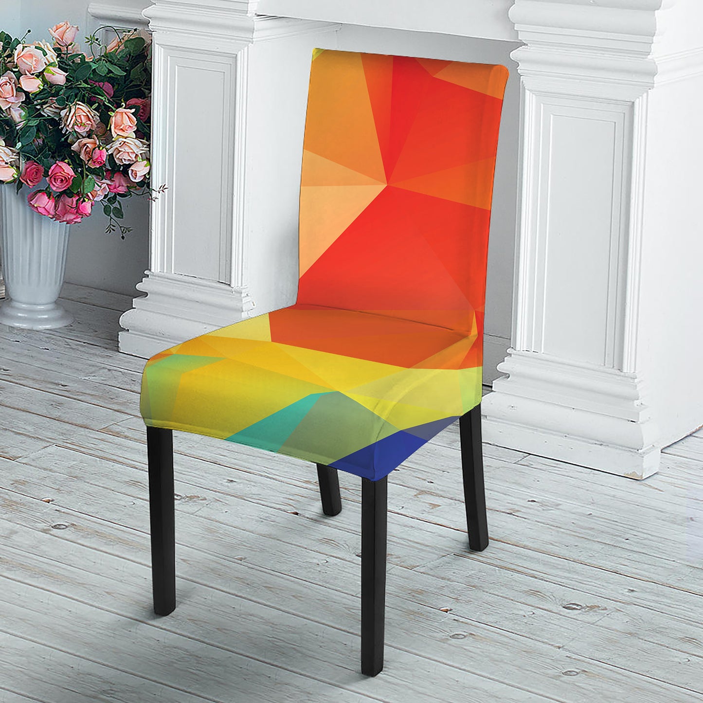 Abstract Polygonal Geometric Print Dining Chair Slipcover
