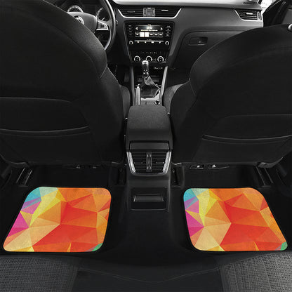 Abstract Polygonal Geometric Print Front and Back Car Floor Mats