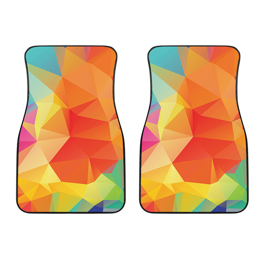 Abstract Polygonal Geometric Print Front Car Floor Mats
