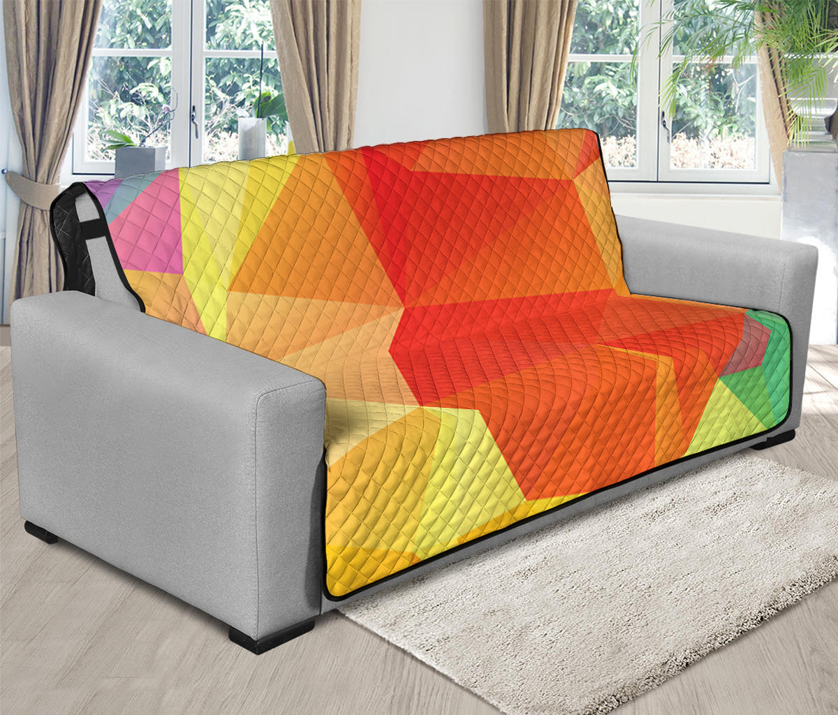 Abstract Polygonal Geometric Print Futon Protector