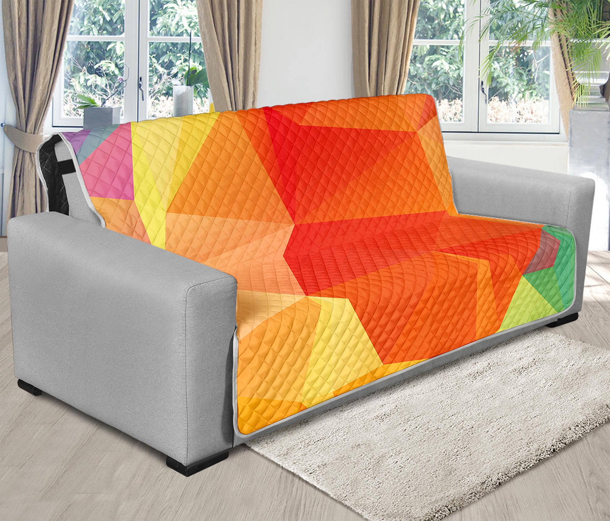 Abstract Polygonal Geometric Print Futon Protector