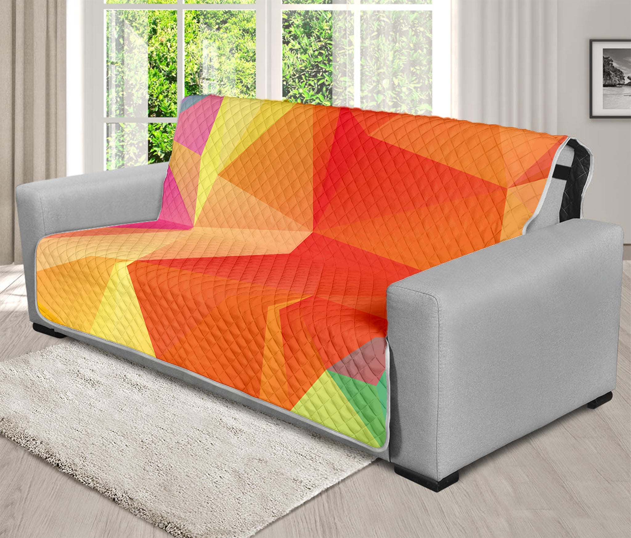 Abstract Polygonal Geometric Print Futon Protector