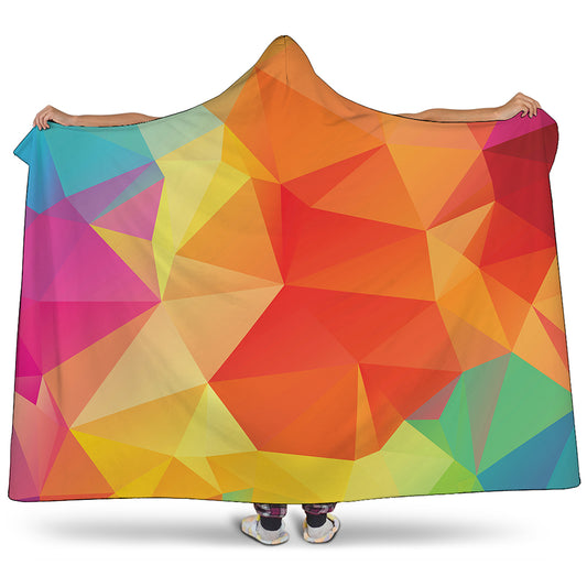 Abstract Polygonal Geometric Print Hooded Blanket