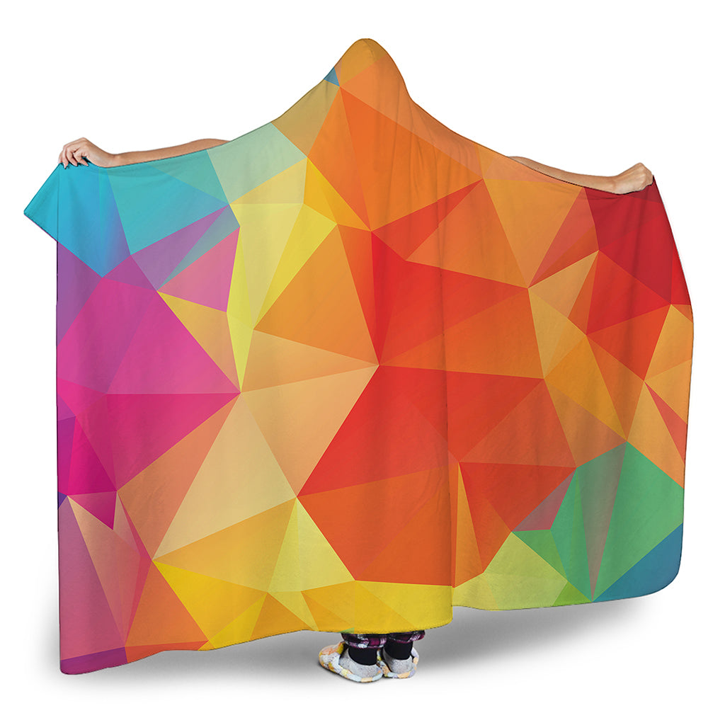 Abstract Polygonal Geometric Print Hooded Blanket