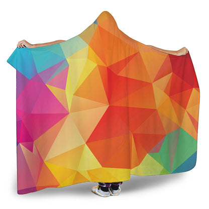 Abstract Polygonal Geometric Print Hooded Blanket