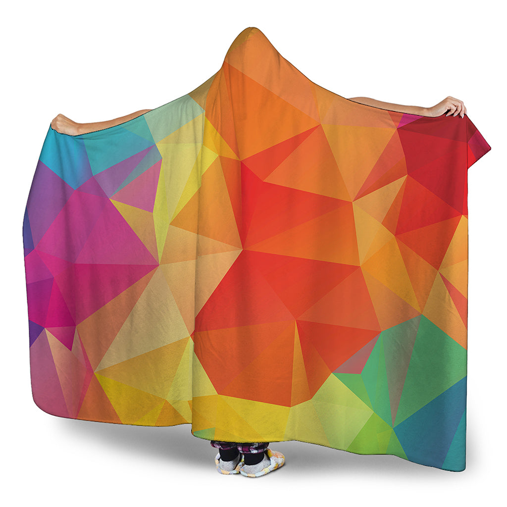 Abstract Polygonal Geometric Print Hooded Blanket