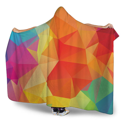 Abstract Polygonal Geometric Print Hooded Blanket