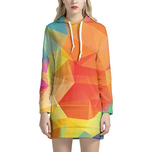 Abstract Polygonal Geometric Print Hoodie Dress