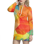 Abstract Polygonal Geometric Print Hoodie Dress