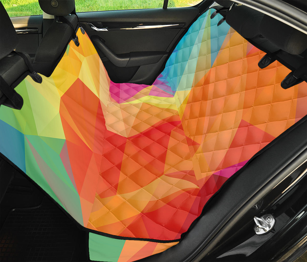Abstract Polygonal Geometric Print Pet Car Back Seat Cover