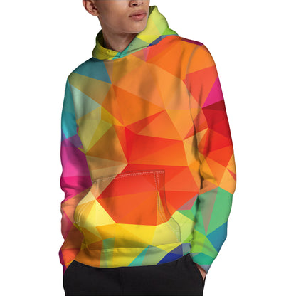 Abstract Polygonal Geometric Print Pullover Hoodie