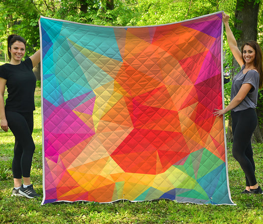 Abstract Polygonal Geometric Print Quilt