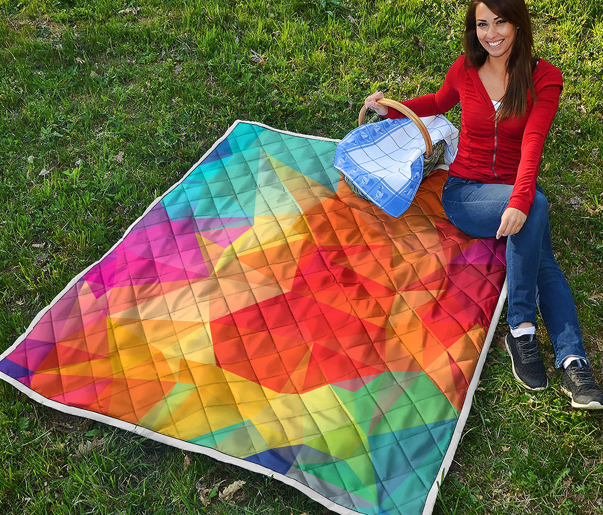 Abstract Polygonal Geometric Print Quilt