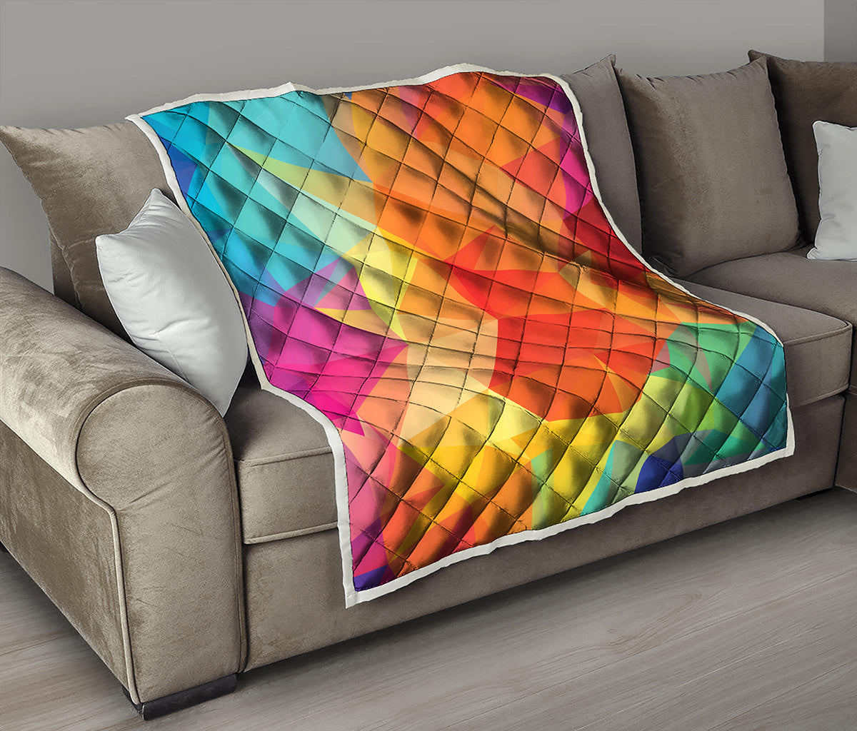 Abstract Polygonal Geometric Print Quilt