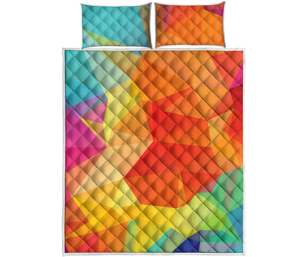 Abstract Polygonal Geometric Print Quilt Bed Set