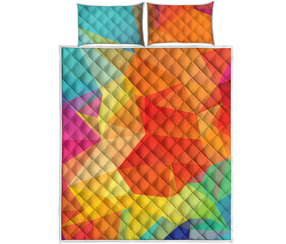 Abstract Polygonal Geometric Print Quilt Bed Set