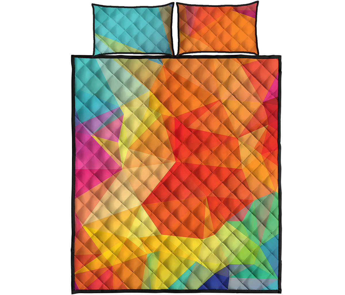 Abstract Polygonal Geometric Print Quilt Bed Set