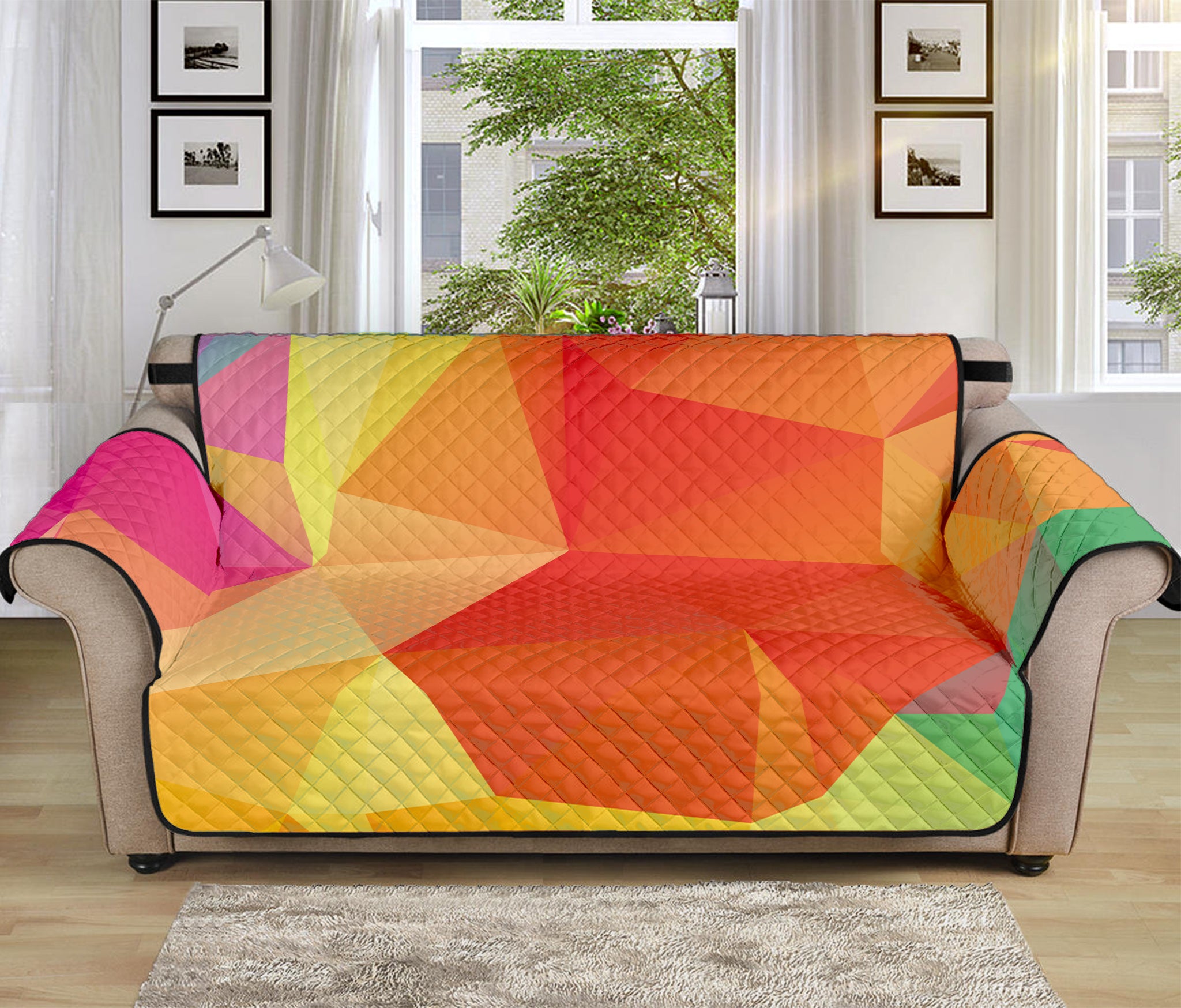 Abstract Polygonal Geometric Print Sofa Protector