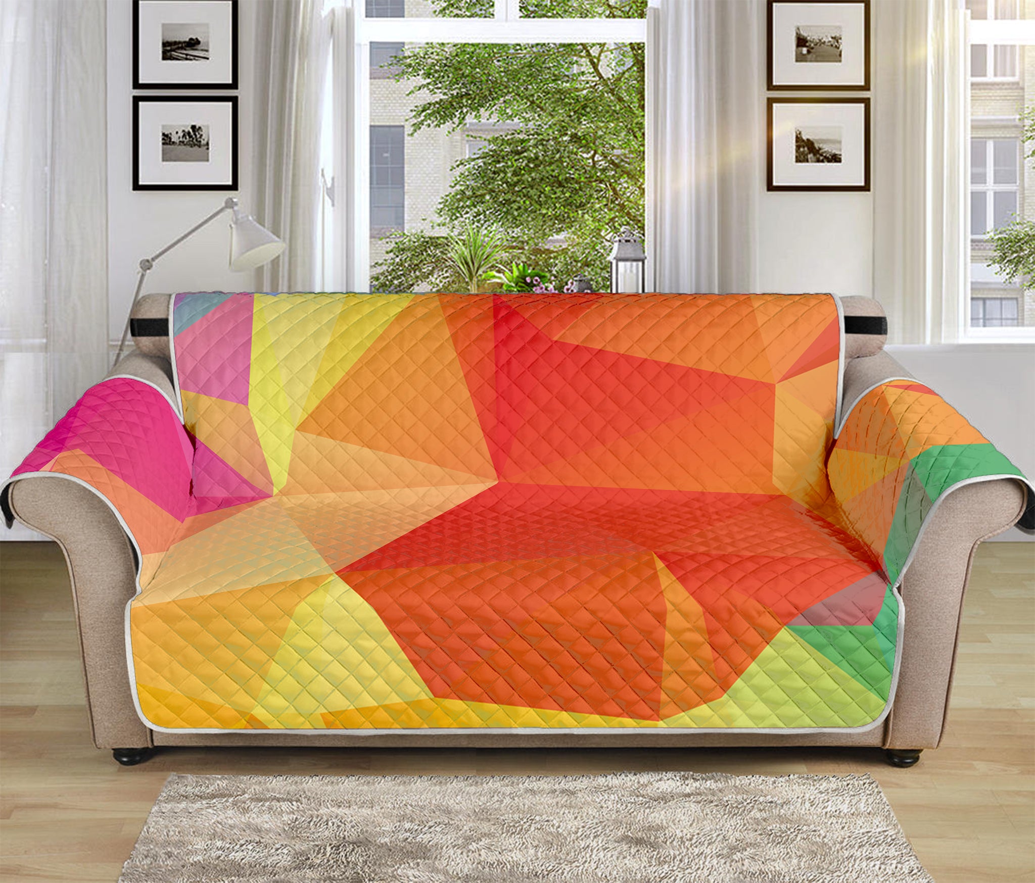 Abstract Polygonal Geometric Print Sofa Protector