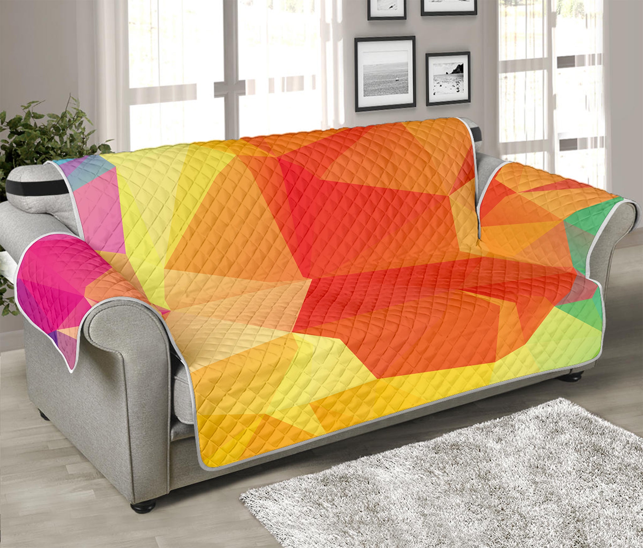 Abstract Polygonal Geometric Print Sofa Protector