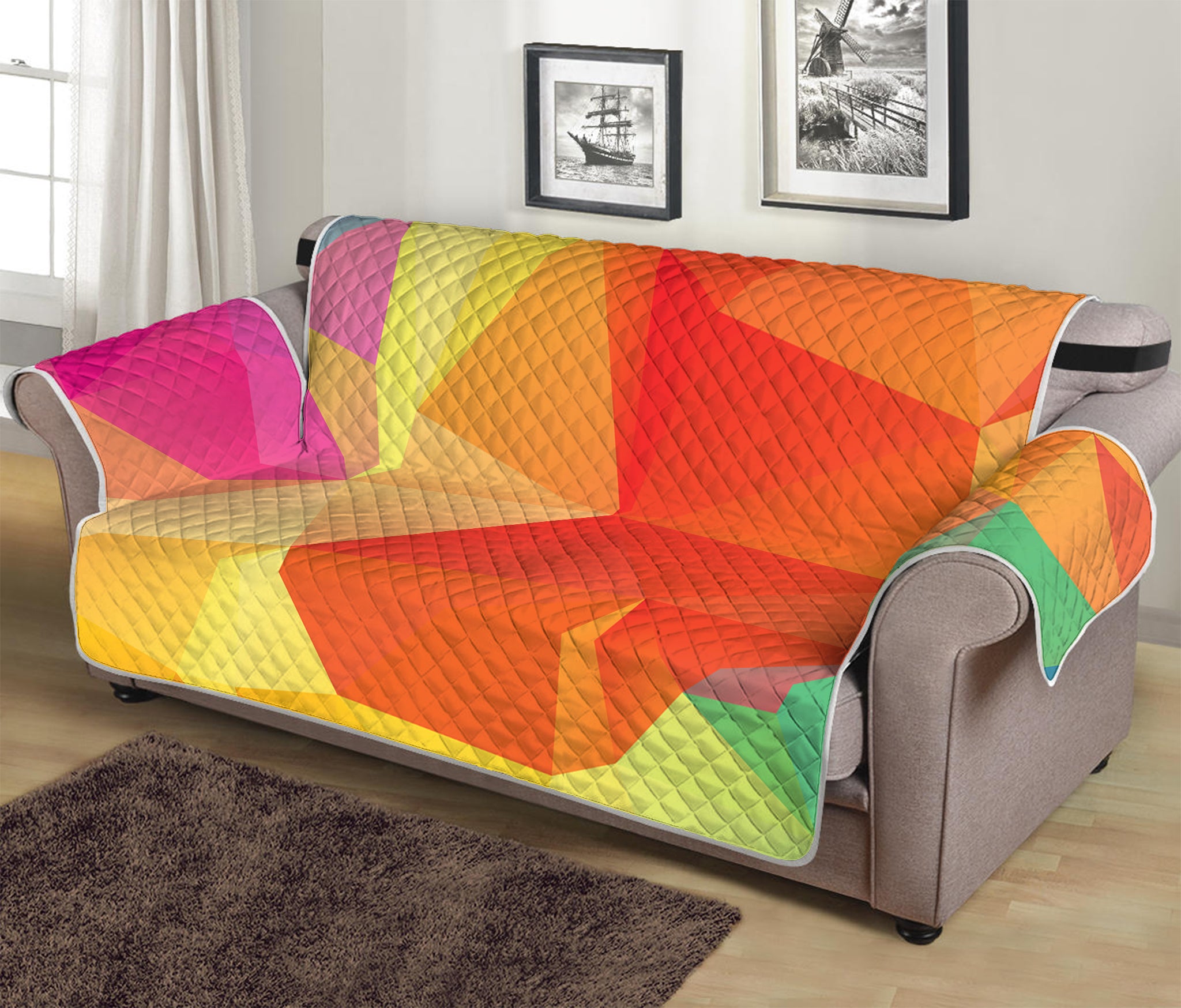 Abstract Polygonal Geometric Print Sofa Protector