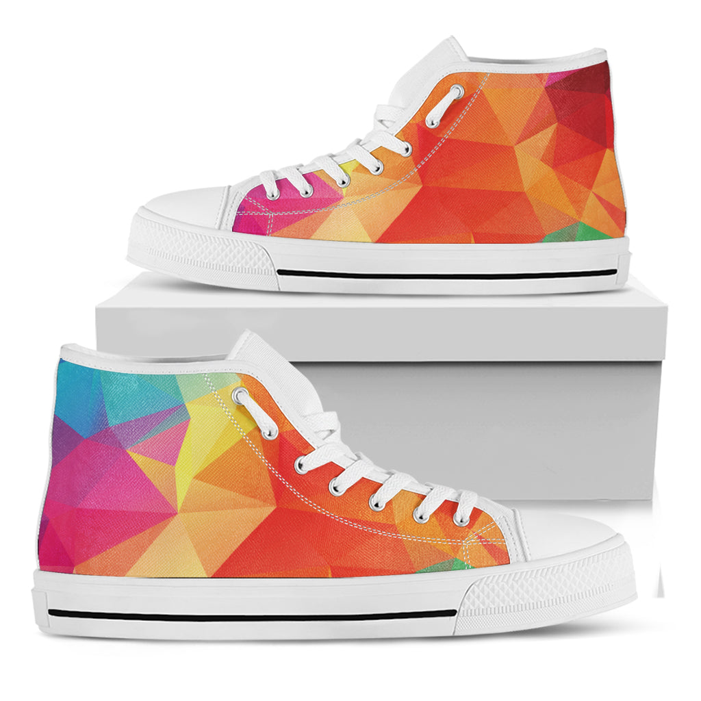 Abstract Polygonal Geometric Print White High Top Shoes