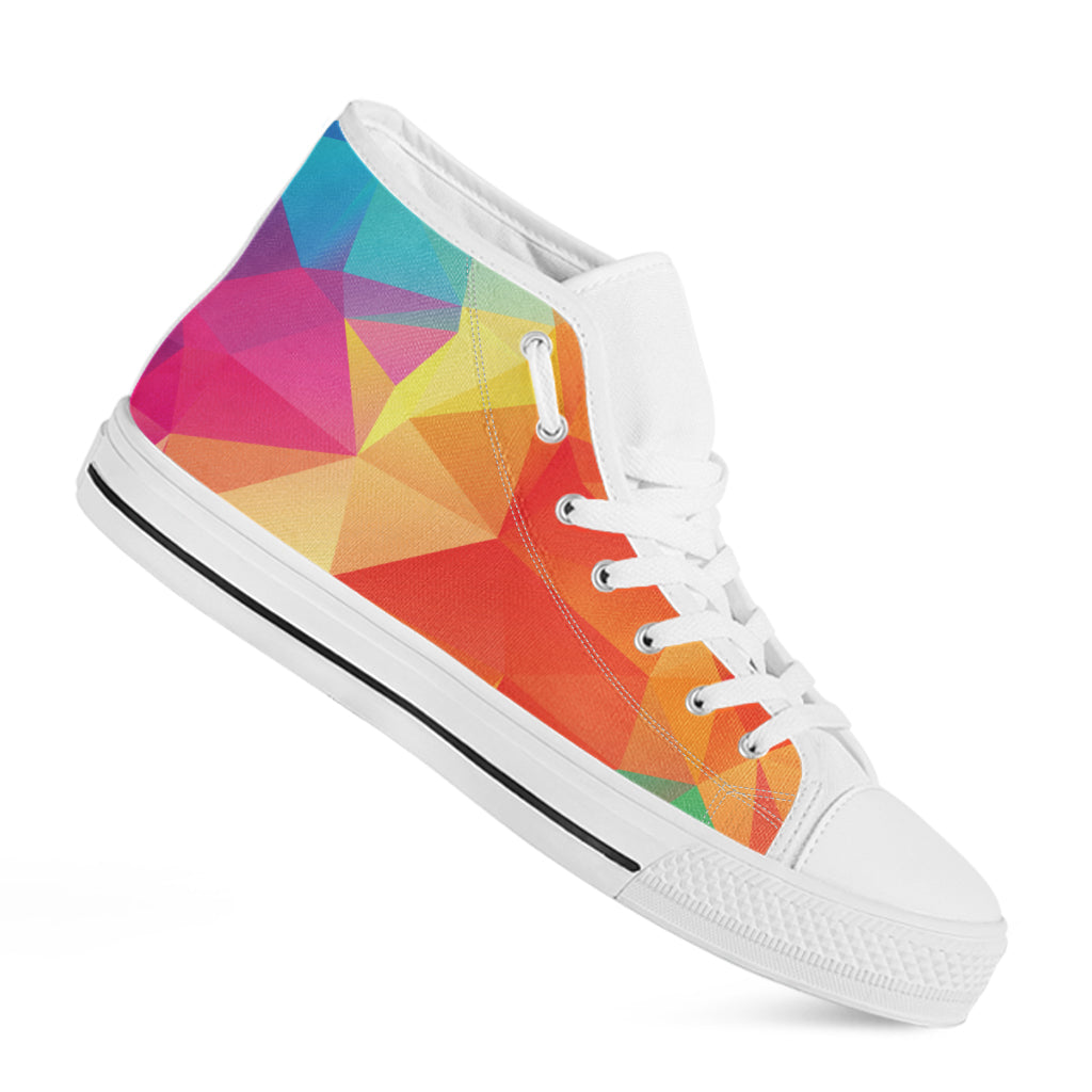 Abstract Polygonal Geometric Print White High Top Shoes
