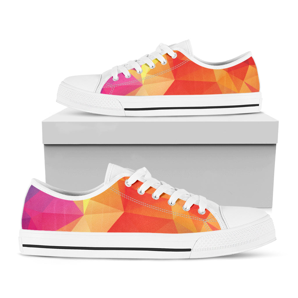 Abstract Polygonal Geometric Print White Low Top Shoes
