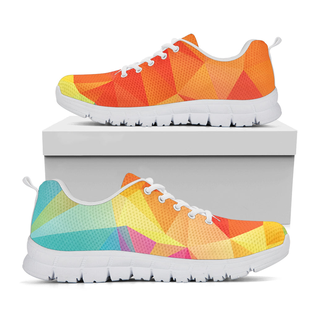 Abstract Polygonal Geometric Print White Sneakers