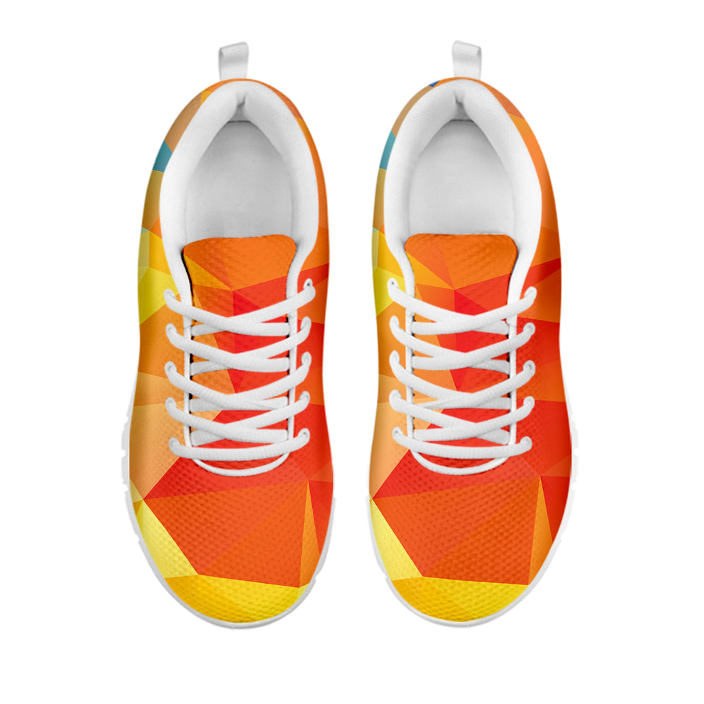 Abstract Polygonal Geometric Print White Sneakers