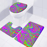 Abstract Psychedelic Liquid Trippy Print 3 Piece Bath Mat Set