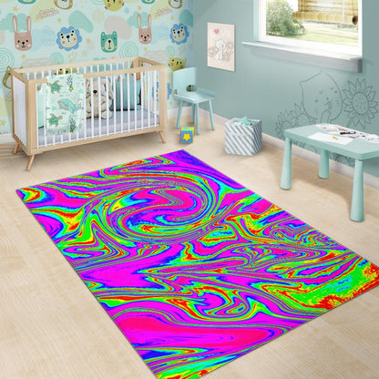 Abstract Psychedelic Liquid Trippy Print Area Rug GearFrost