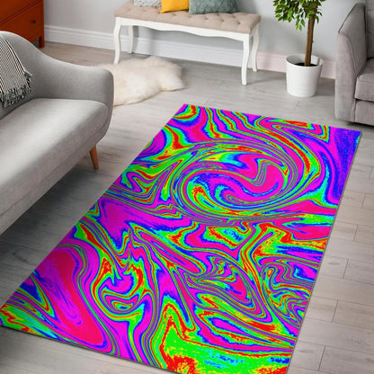 Abstract Psychedelic Liquid Trippy Print Area Rug GearFrost