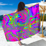 Abstract Psychedelic Liquid Trippy Print Beach Sarong Wrap
