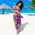 Abstract Psychedelic Liquid Trippy Print Beach Sarong Wrap
