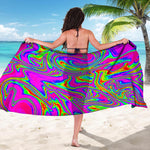 Abstract Psychedelic Liquid Trippy Print Beach Sarong Wrap