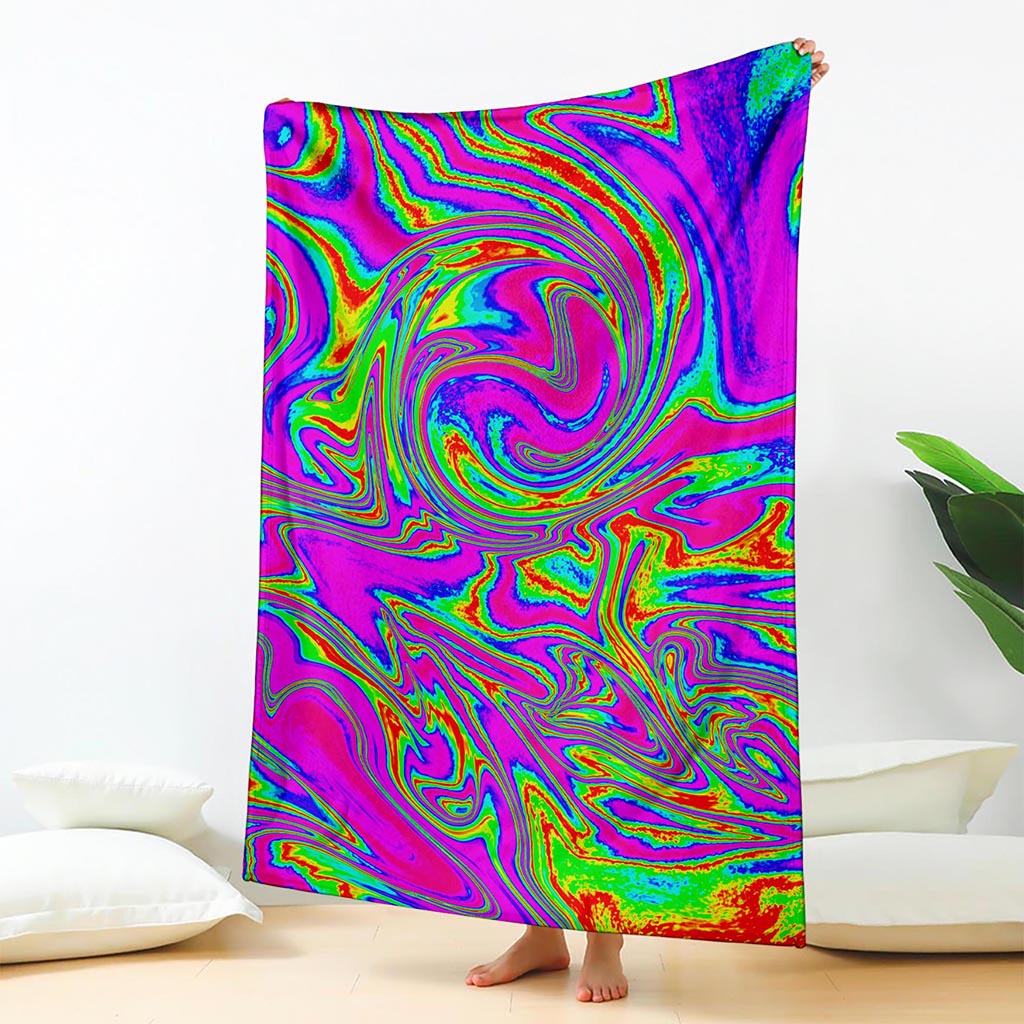 Abstract Psychedelic Liquid Trippy Print Blanket