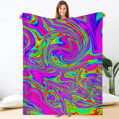 Abstract Psychedelic Liquid Trippy Print Blanket