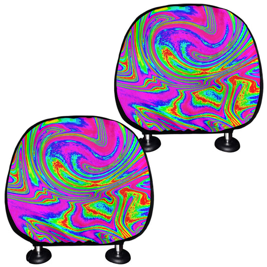 Abstract Psychedelic Liquid Trippy Print Car Headrest Covers