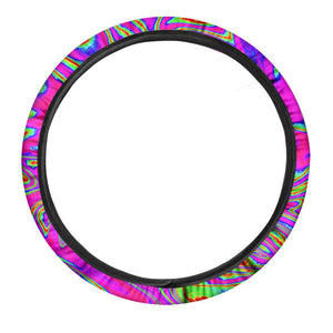 Abstract Psychedelic Liquid Trippy Print Car Steering Wheel Cover