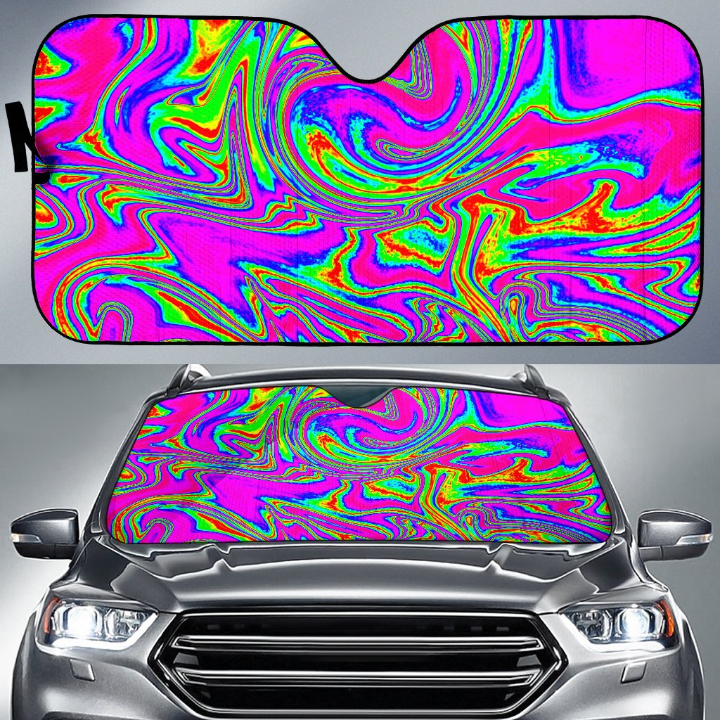 Abstract Psychedelic Liquid Trippy Print Car Sun Shade GearFrost