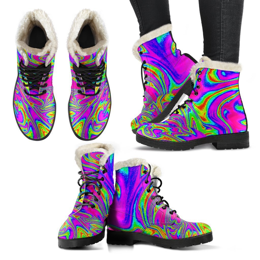 Abstract Psychedelic Liquid Trippy Print Comfy Boots GearFrost