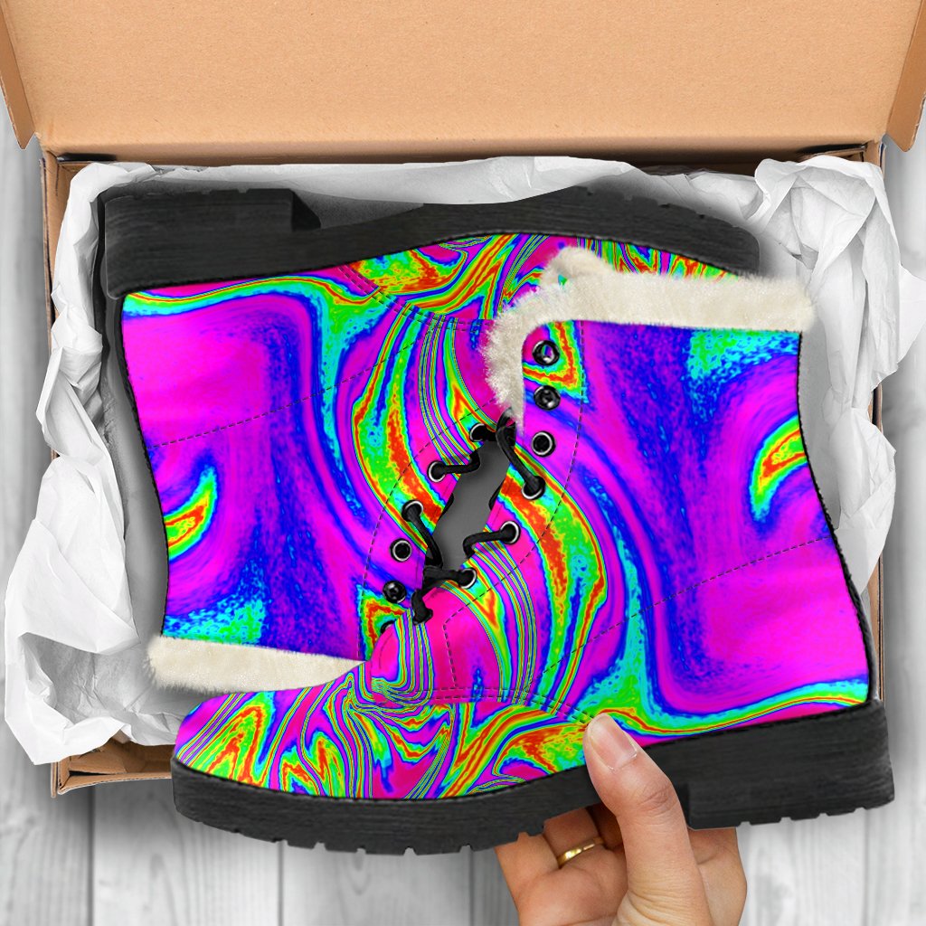 Abstract Psychedelic Liquid Trippy Print Comfy Boots GearFrost