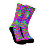 Abstract Psychedelic Liquid Trippy Print Crew Socks