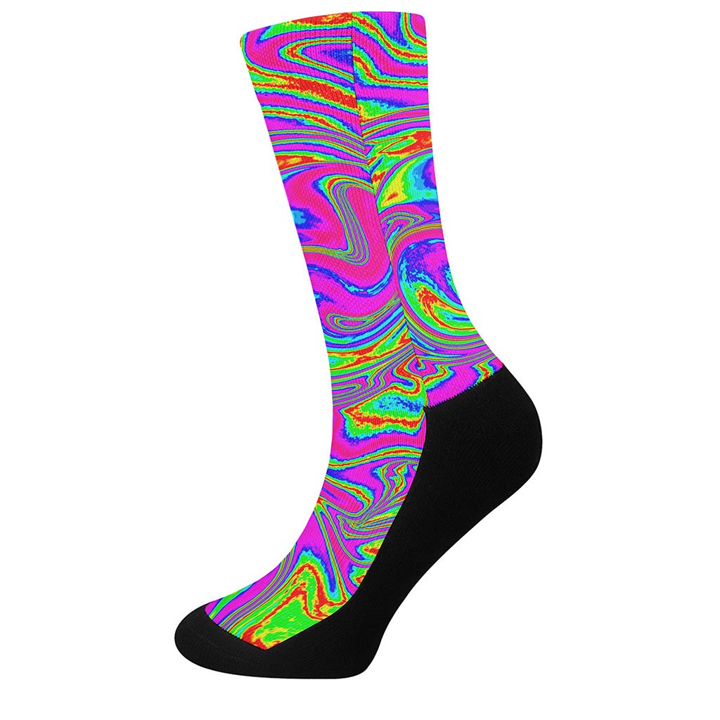 Abstract Psychedelic Liquid Trippy Print Crew Socks