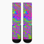 Abstract Psychedelic Liquid Trippy Print Crew Socks