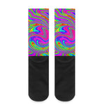 Abstract Psychedelic Liquid Trippy Print Crew Socks