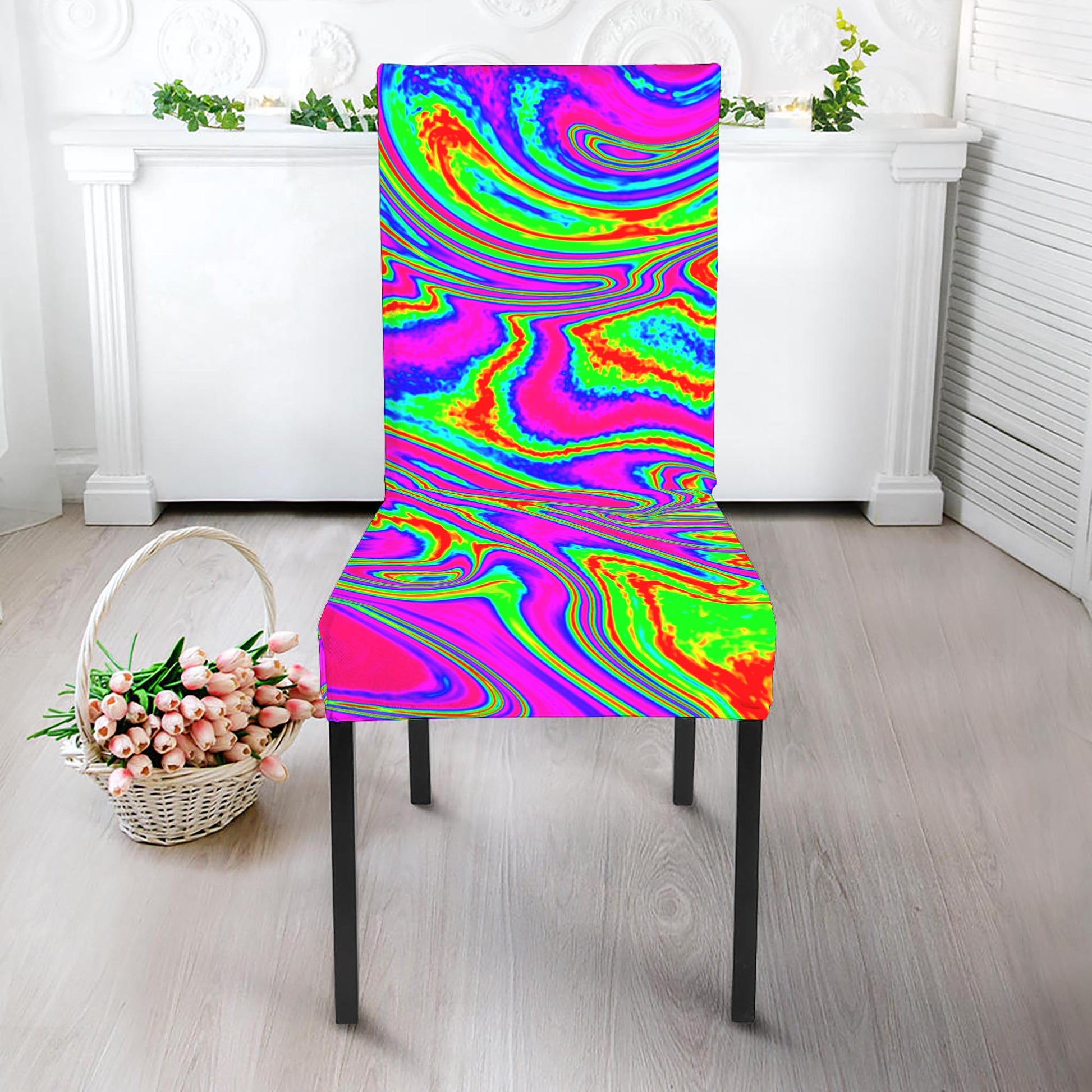 Abstract Psychedelic Liquid Trippy Print Dining Chair Slipcover